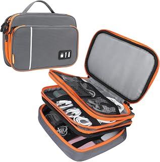 عرض حصري على Travel Storage Bag, Three Layer Electronic Accessories Organizer, Cable Organizer Bag Portable Carrying Case for Tablet, Cable,SD Card, Charger- Grey - عروض أمازون السعودية