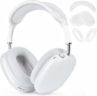 عرض حصري على for AirPods Max / Max2 Case,Anti-Scratch Ear Pad Case/Ear Cups Cover/Headband Cover,Soft Silicone Protector for Apple AirPods Max/Max2 Headphones (Silver White) - عروض أمازون السعودية