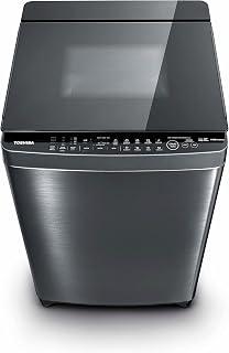 غسالة تحميل علوي سعة 15 كجم من توشيبا مع غطاء زجاجي موديل AW-DUK2217WUPBB(SS)