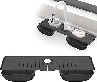 Exclusive Deal on Silicone Faucet Splash Guard Mat, Silicone Sink Mat Tray Drying Mat, Upgraded Faucet Water Catcher Tray, Dish Sponge Holder, Home Kitchen Sink Accessory Gadgets Organizer (Dark Grey) - Amazon KSA Deals
