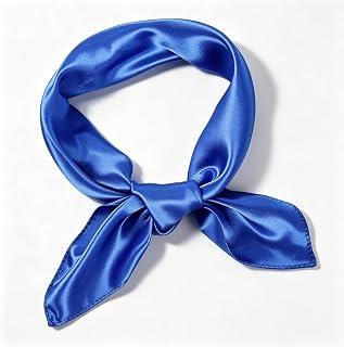 عرض حصري على Elegant 23.6" Silk Satin Scarf for Women &amp; Girls - Versatile Vintage Headscarf, Stylish Costume Bandana, Soft Hair Accessory - Blue - عروض أمازون السعودية