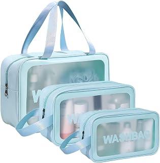 Makeup Pouch Travel Toiletries Organizer Cosmetic Bags Wash Bag Pouch for Travel Kit Toiletry Bag Portable Organizer Case Carry Pouch for Women Bathroom Set of 3 (Multi-Colors)