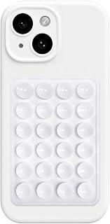 AZXYI Silicone Suction Phone Case Mount, Silicon Adhesive Suction Cup Phone Mount, Non Slip Sticky Phone Grip for Cellphone, Strong Grip Holder for Selfies and Videos (White)
