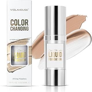 عرض حصري على VIOLA HOUSE Color Changing Foundation, Liquid Foundation Makeup For Face, Medium Coverage, Radiant Finish, Moisturizing Glow, 1.0 Fl Oz (Dark Skin Color, 30ML) - عروض أمازون السعودية