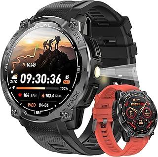 Exclusive Deal on Rugged Military Smart Watch for Men with GPS, 1.43'' AMOLED Fitness Tracker Watch with Bluetooth Call/Flashlight/Compass, 170+ Sports Modes Waterproof Mens Smartwatch for Android iPhone - Amazon KSA Deals