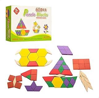 Wooden Puzzle Blocks Toy for Kids, 70 Pieces - Multi Color