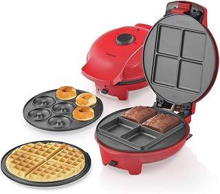 Saachi 3 In 1 Donut, Waffle &amp; Brownie Maker, Silver, Nl-3M-1557