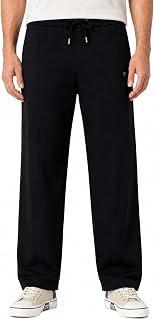 Men's Plain Black Jogger Pants with Adjustable Drawstring Waist and Side Pockets