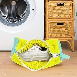 عرض حصري على Reusable Shoe Washing Bag for Machine - Protective Laundry Shoe Cleaner with Chenille Fibers for Sneakers &amp; Athletic Shoes, Yellow, Reusable - عروض أمازون السعودية