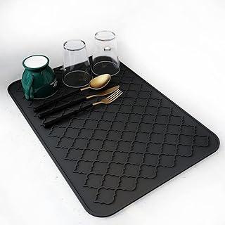 Exclusive Deal on ALMEKAQUZ Dish Drying Mats for Kitchen Counter Heat Resistant Mat Kitchen Gadgets Kitchen Accessories,BPA Free (40x30cm- Black) - Amazon KSA Deals