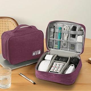 عرض حصري على Travel Cable Organizer Pouch Electronic Accessories Carry Case Portable Waterproof Double Layers Storage Bag for Cord, Charger, Phone, Earphone,Purple - عروض أمازون السعودية
