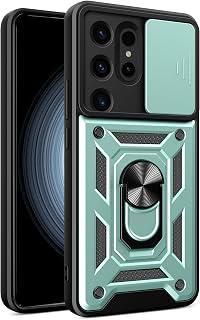 Compatible With Samsung Galaxy S24 Ultra Case Cover with Camera Sliding Cover Built-in 360 Rotating Ring Holder Kickstand Shockproof Cell Phone Case for Samsung Galaxy S24 Ultra By Graby (Green) - Amazon Egypt Deals