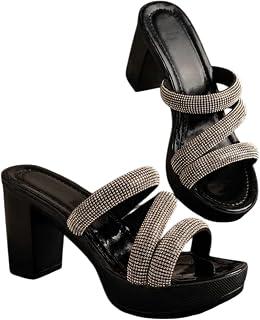 Women's Crystal Rhinestone High Heel Slippers