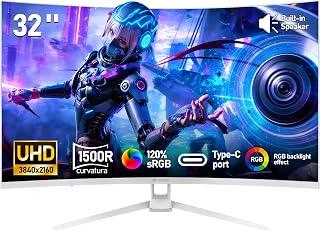 CRUA 32 inch 4K 60Hz Curved Gaming Monitor UHD(3840x2160) Display Screen