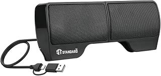 Sonic-X 6W USB Stereo Computer Speakers, Computer Speakers with High Quality Pure Sound, USB and Type-C Output for Laptop and PC, Front Volume Control, Compact Space-Saving Design, 2 Years Replacement