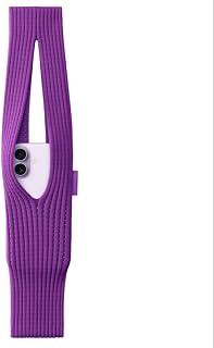 TECHZONE Phone Pocket 3D Knitted Stretch Pouch with Strap – Elastic Crossbody Mobile Holder for iPhone &amp; Android – Lightweight Shockproof Phone Sleeve Bag for Travel, Gym &amp; Daily Use (Purple)