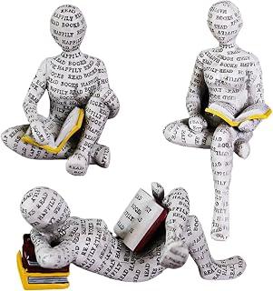 3 قطع من منحوتات القراءة الحديثة للنساء، تماثيل مفكر تجريدية لرف الكتب والطاولة والمكتب، ديكور جمالي لغرفة المعيشة والمكتب وغرفة النوم