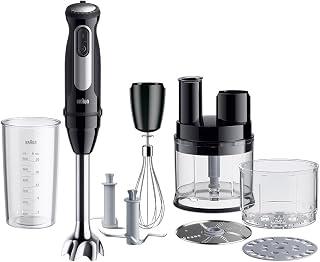 Braun MultiQuick 5 Pro Hand Blender with food processor, 25 speeds wheel,1000 watt, Power Bell V Plus, Splash control technology, Anti Splash, 6-in-1, BPA free, Made in Romania, MQ55755 M, Black