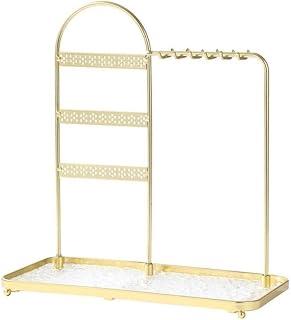 رف المجوهرات Metal Jewelry Organizer Tray Hanging Necklace Rack(Gold)