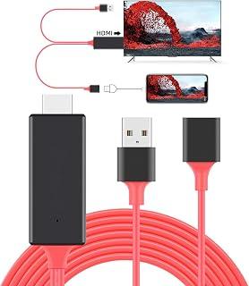 HDMI to USB Adapter Cable, Female to HDMI Male HDTV Dongle Cable for Android Phone OS to TV Screen Projector (Red)