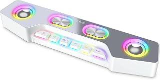 Fifine Gaming Speakers for PC, Bluetooth Computer Speakers Wireless with Aux-in for Desktop Laptop, RGB Desk Loudspeakers with Volume Control for Party Streaming Meeting A16 White