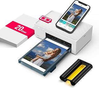 Liene White M200 4x6'' Wireless Photo Printer, Dye Sublimation Printing, 20-Sheet, Portable Picture Printer for iPhone Android, Ideal for Travel Home Use