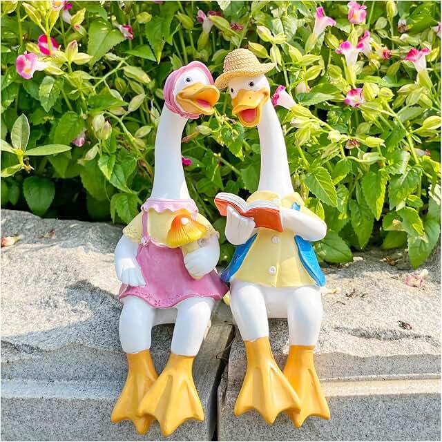 Exclusive Deal on Statues Ornaments, ELECDON 2Pcs Simulation Duck Resin Statue, Lovely Sitting Duck Couple Sculptures for Garden Yard Patio Fence Lawn Pond- 8.3 Inch (Duck Couple) - Amazon KSA Deals