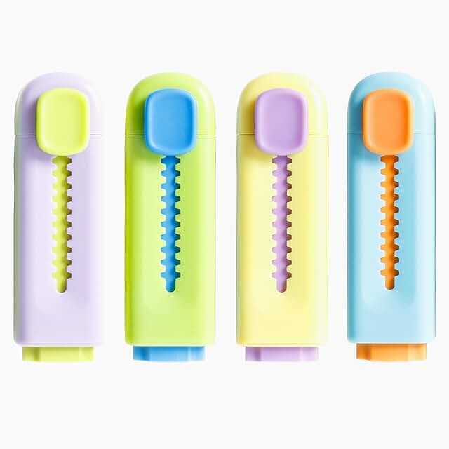 Exclusive Deal on 4-Color Retractable Erasers for Kids, Students &amp; Artists – Mess-Free TPE Non-Smudge Erasers, Portable and Durable, Perfect for School Supplies, Art Projects, Gifts &amp; Creative Use - Amazon KSA Deals