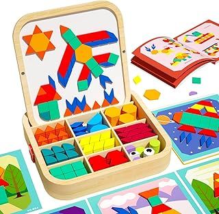 عرض حصري على Magnetic Wooden Tangram Puzzle Set – Montessori Geometric Shape Blocks, Colorful Montessori Sorting &amp; Stacking Game, Early Learning STEM Educational Toy for Kids 3+ with Wooden Storage Box - عروض أمازون السعودية