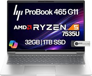 HP ProBook 465 460 G11 Business Laptop 16” FHD+ Display, AMD Ryzen 5 7535U, 32GB DDR5 RAM, 1TB NVMe, Wi-Fi 6E, RJ-45, Webcam, Backlit Keyboard, Win 11 Pro - Pike Silver Plastic