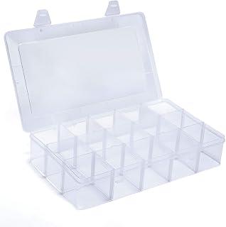 Organizer Box with Adjustable Dividers, 15 Grids Clear Storage Container