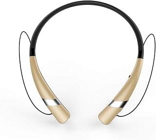 Bluetooth Neckband Headset, Flexible Wireless Stereo Headset For Smartphones By Datazone, Gold Dz-Hv-960