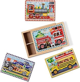 عرض حصري على Melissa &amp; Doug Vehicle Puzzles in a Box | Puzzles | Wooden Toy | 3+ | Gift for Boy or Girl - عروض أمازون السعودية