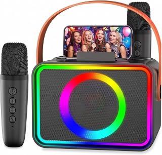 عرض حصري على Karaoke Machine,Portable Bluetooth Speaker with 2 Wireless Microphone for Adults &amp; Kids with LED Lights, Karaoke Microphone with PA System Supports USB/TF/AUX,Gift for Party - عروض أمازون السعودية