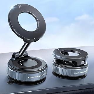 Upgraded 360° Adjustable Vacuum Magnetic Suction Cup Car Phone Holder,Magnetic Phone Mount Suitable for Car/Gym/Mirror/Smooth Surface, Compatible with Magsafe iPhone16 Pro Max and Android