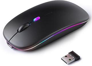 Exclusive Deal on W10 Wireless Bluetooth Mouse LED Light Portable Dual Mode Rechargeable (Bluetooth 5.2 and USB Receiver), for Laptop/Desktop/Tablet (Black), W10 - Amazon Egypt Deals