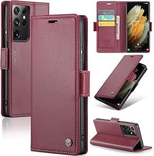 عرض حصري على Phone Case Compatible with Samsung Galaxy S21 Ultra Luxury PU Leather Flip Cover Card Slot Holder Cover Compatible with Samsung Galaxy S21 Ultra (Red) - عروض أمازون مصر
