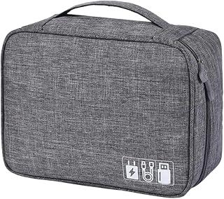 Exclusive Deal on Electronics Organizer Waterproof Travel Accessories Case Double Layer Storage Bag For Cables, Charger, Power Bank, Flash Drive, Tablet, Phone, SD Card 27x20 Cm Portable Gadget Bag (Gray) - Amazon Egypt Deals