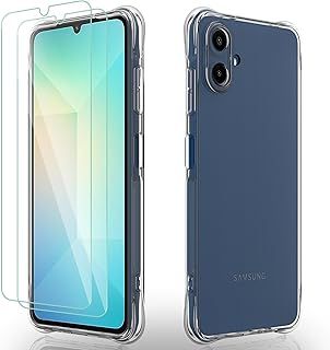 Exclusive Deal on For Samsung Galaxy A07 Clear Case: [1+2] Anti Yellowing Slim TPU Soft Edge Bumper with 2 Pack Tempered Glass Screen Protector - Reinforced Corners Crystal Transparent Cover for Minimalist Users - Amazon KSA Deals
