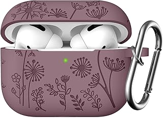 Premium Best Best Premium Exclusive Deal on Upeak Flower Engraved Case Compatible with AirPods Pro 2 Case Cover,Cute Soft Silicone Skin Full Protective Cover for Apple AirPods Pro Case 2nd 1st Generation Case, Shockproof Case with Carabiner by Upeak - KSA