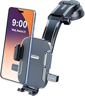 Exclusive Deal on Car Phone Holder, Windshield Dashboard Phone Holders, Universal Hands Free Automobile Cell Phone Holder, Stable on Bumpy Roads, Super Powerful Suction, Easy to Install, iPhone Series and Android Phone - Amazon KSA Deals