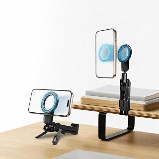 Magnetic Mobile Holder, 360° Rotating Phone Stand for Desk, Strong Magnet Foldable Travel Holder for iPhone, Android & Tablets (Black)