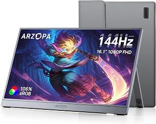 عرض حصري على ARZOPA 16.1'' 144Hz Portable Gaming Monitor, 106% sRGB 1080P FHD Kickstand Portable Monitor with HDR, Ultra Slim, Eye Care, External Second Screen for Laptop, PC, PS5, Mac, Xbox-Z1FC GREY - عروض أمازون مصر