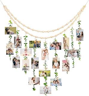Exclusive Deal on Joyzzz Photo Display Holder, Wood Beads Garland with Wooden Cards Clips, Wall Display Holder for Pictures Photos and Polaroids Home Decor - Amazon KSA Deals