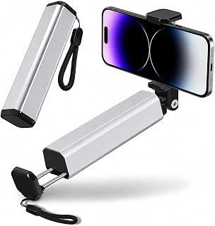 360° Rotating Telescopic Phone Stand Clamp, Adjustable Foldable Travel Mobile Holder with Desk Mount, Portable Selfie Stand for iPhone & Android (Silver)