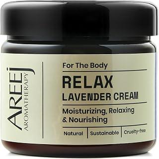 Areej Aromatherapy Relax Lavender Body Cream – Lightweight Moisturizing Body Cream with French Lavender – Calming Nighttime Skin Care – 200g