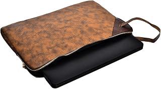 Accelerate Dotted Brown Black Faux Leather Protective 15-15.6 inch Premium Laptop Sleeve Case with Zipper Pocket and Side Strap | Slim Design Laptop Bag compatible with MacBooks and Laptops