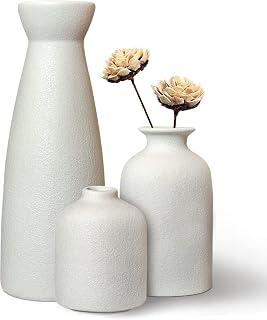 Exclusive Deal on Ceramic Vase Set, Set of 3 Decorative Flower Vases for Modern Home Decor, Decorative Vase for Pampas Grass, Vases for Dinner Table Party Living Room Office Bookshelf Entryway Bedroom Décor (White) - Amazon KSA Deals