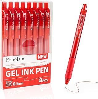 عرض حصري على Red Ink Gel Pens, 0.5mm Retractable Ballpoint, Fine Point Smooth Pens with Soft Grip, Pack of 8, Office Pens School Supplies for Writing - عروض أمازون السعودية