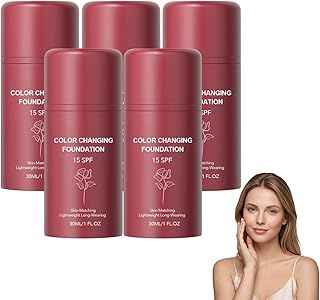 عرض حصري على Color Changing Foundation with SPF 15 – Korean Color Changing Foundation Stick – Luxury Hue Adapting Cover for Women, Skin Tone Adapting Liquid Makeup for Mature Skin, Greasy, glow (5 pcs) - عروض أمازون السعودية